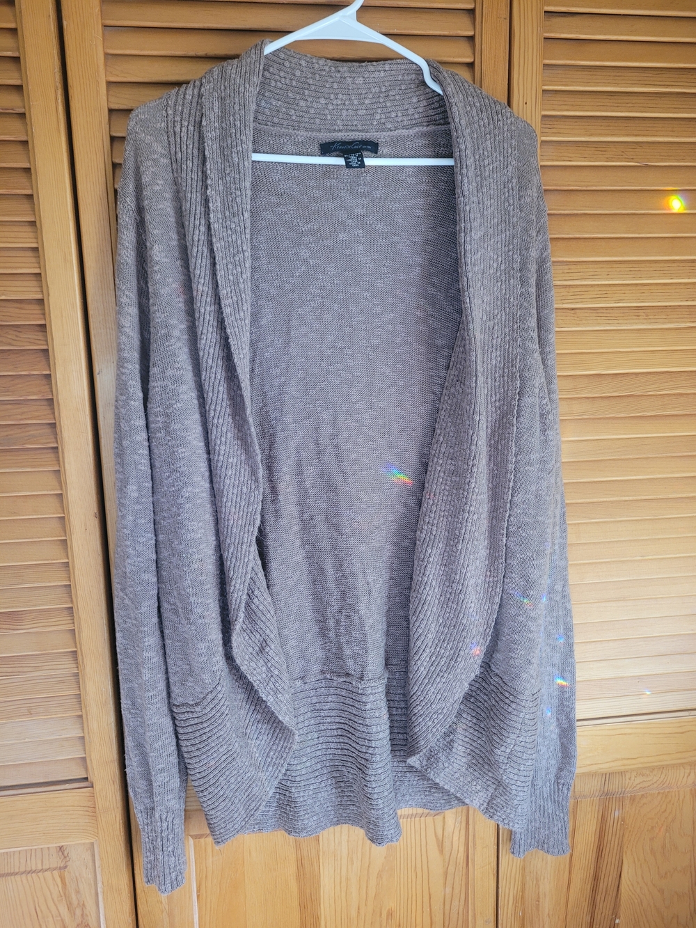 Kenneth Cole New York Taupe Open-Front Ribbed Cardigan